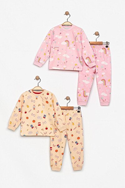 Cute Dreams And Kitchen Pattern Uzun Kollu Kız Çocuk Pijama Takımı