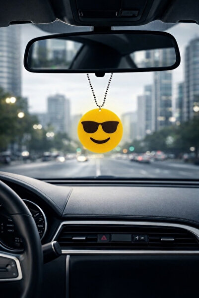 Baghes Gözlüklü Emoji Dikiz Aynası Süsü Kısa Zincirli Araç İçi Dekoratif Oto Ayna Aksesuarı