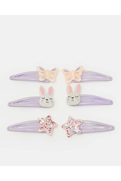 REDTAG Girls Assorted Embellished Hair Clip Set (Pack of 6)