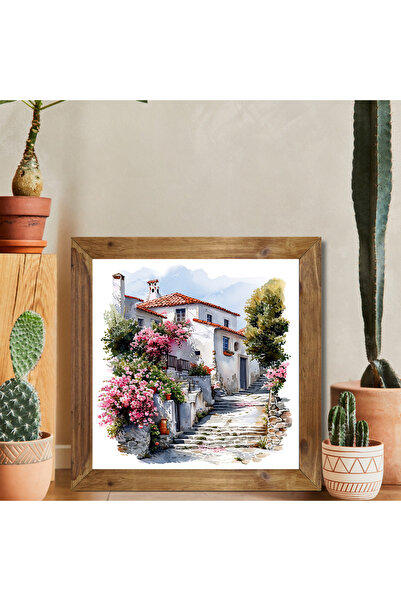 Tuba Decor Tablou pătrat cu ramă din lemn, Grecia