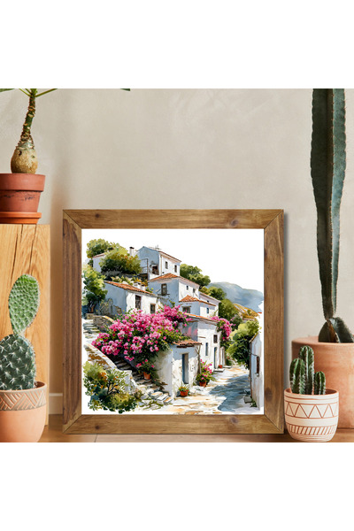 Tuba Decor Tablou pătrat cu ramă din lemn, Grecia