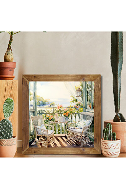 Tuba Decor Tablou pătrat cu ramă din lemn pentru balcon cald