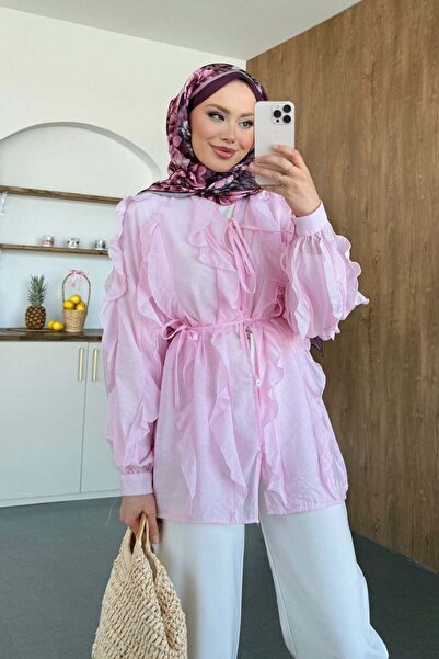Şulemoda Giyim Ruffled Shirt Pink