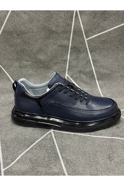 NYZ Navy Blue Genuine Leather İthan Taban S Sneakers Shoes