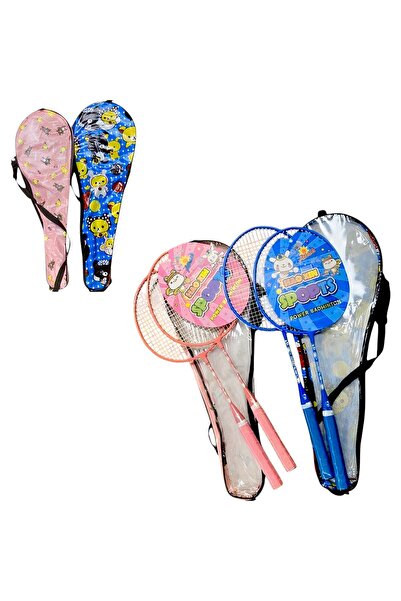 Issa 2 set cu 4 Palete Badminton, Diferite Culori 55cm roz si albastru