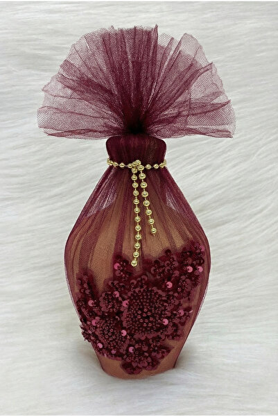 ZEYMERADE طقم اختبار الحناء للعروس باللون العنابي مع تطريزات VIP، وخرز ذهبي م...