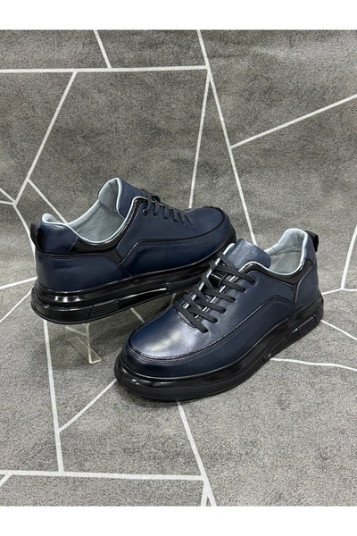 NYZ Navy Blue Genuine Leather İthan Taban S Sneakers Shoes