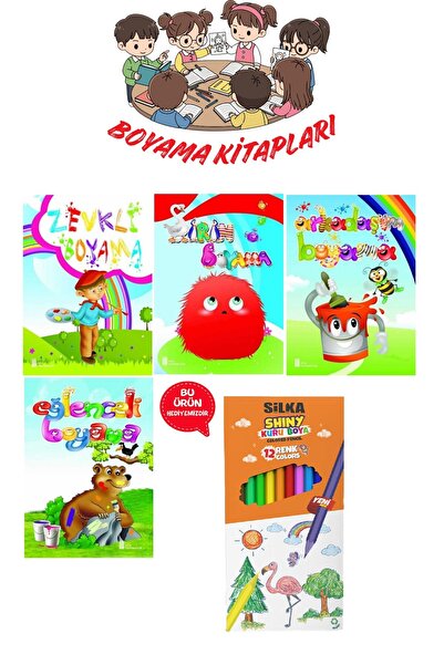 Ata Yayıncılık 4 lü Boyama Kitabı Seti (Kuru Boya Hediyeli)