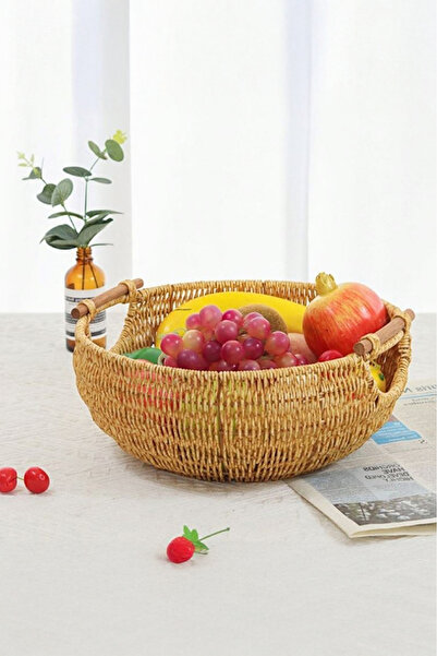 Vadi Wicker Oval Fruit Basket with Handle Bread Basket Organizer Decorative K...