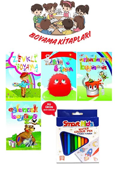 Ata Yayıncılık 4 lü Boyama Kitabı Seti (Keçeli Kalem Hediyeli)
