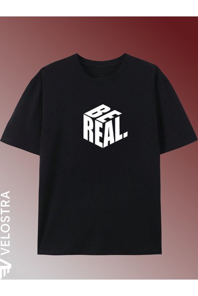 Velostra Unisex Femei Bărbați Smiling Be Real cu imprimeu supradimensionat Co...