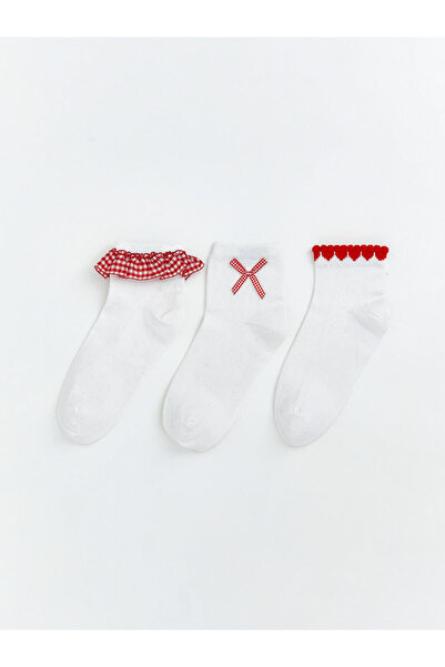 LC Waikiki White Girls' Booties Socks 3-Piece Set