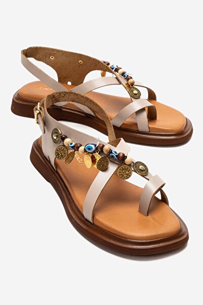 Zeynep Sıradağlı Kalimia Femei piele naturală Vageta sandale Bej