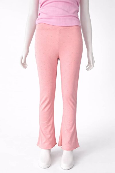 İncili Scuba Fabric Flared Stone and F Ruffle Detail Single Bottom
