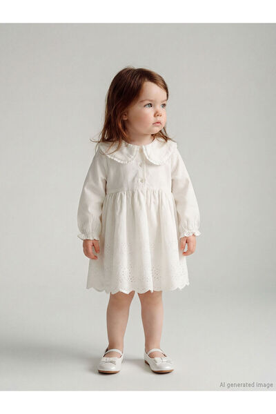 LC Waikiki Nevavm Farkıyla Bebe Collar Embroidered Baby Girl Dress