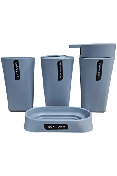 OEM Set de 4 accesorii de baie moderne, gri, din plastic, organizator și decor