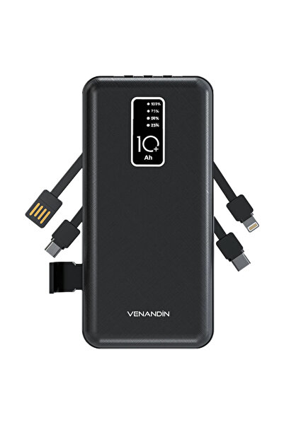 Venandin 10.000 mAh Powerbank 4-in-1 Entegre Kablolu Taşınabilir Şarj Cihazı ...