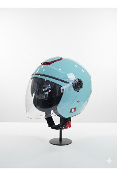 Free-M FREEM TURKUAZ PARLAK AÇIK YARIM KASK ECE 22.06 SERTİFİKALI (GÜNEŞ VİZÖ...