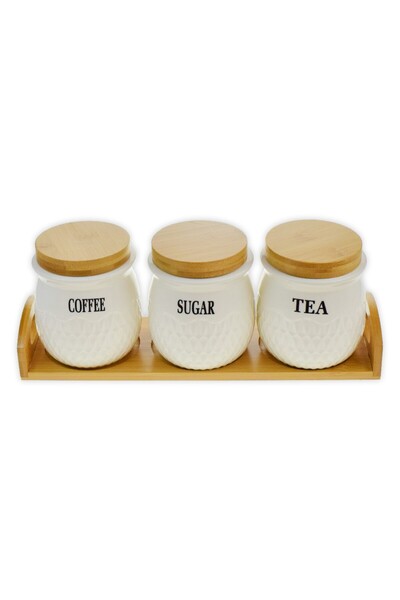 ACERO Bamboo Piece Porcelain Spice Set 3-Piece 30755