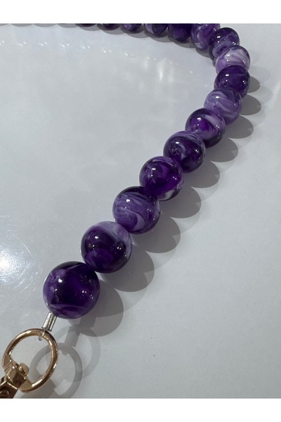 opsiyonel boncuklu çanta sapı mor 50cm