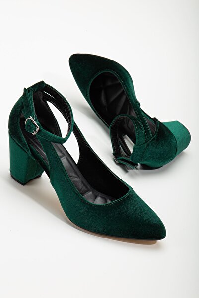 Delroshine Hero Heeled Khaki Velvet Women's Shoes