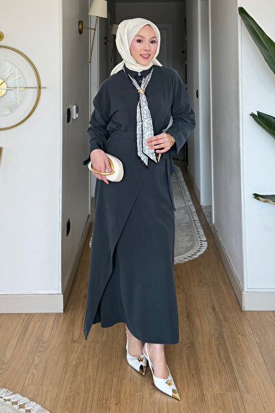 Tesettür Diyarı Glowe Tansel Fabric Brooched Wrap Skirt-Shirt Hijab Set - Ant...