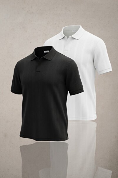 Altamira Ανδρικό Μαύρο και Λευκό Σετ 2 τεμαχίων από ύφασμα κηρήθρας με φαρδιά...