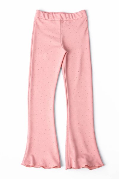 İncili Scuba Fabric Flared Stone and F Ruffle Detail Single Bottom