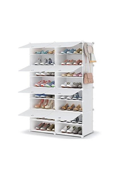 Arabest Shoe Storage Cabinet with Doors for Closet Expandable Free Standing S...