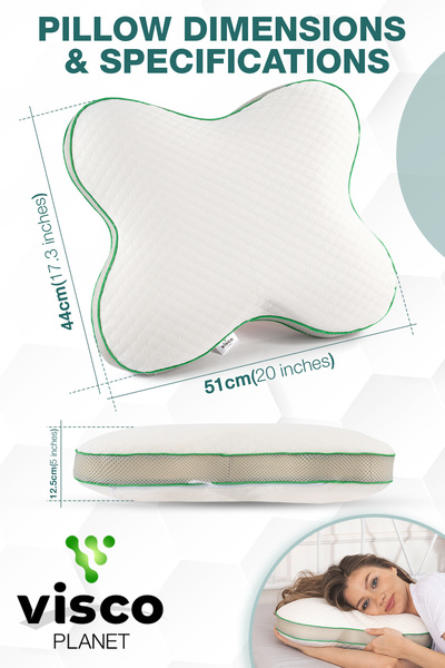 Visco Planet Kelebek Ortopedik Boyun Yastığı | Memory Foam | Tencel Kılıf | 51x44x12.5 cm