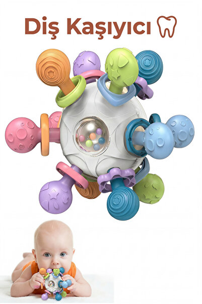 BBSKY Montessori Duyusal Diş Kaşıyıcı Top Eğitici Bebek Oyuncağı Çıngıraklı G...
