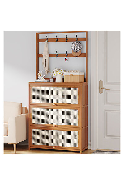 KEKE Multi-Layer Flip Door Shoe Storage Cabinet with Hanger – Beige, 188×32×8...