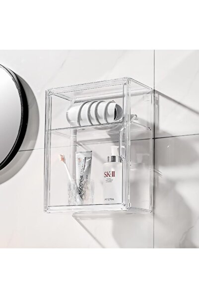 Arabest منظم تخزين المكياج، علبة عرض مستحضرات التجميل من أكريليك الشفاف، صندو...