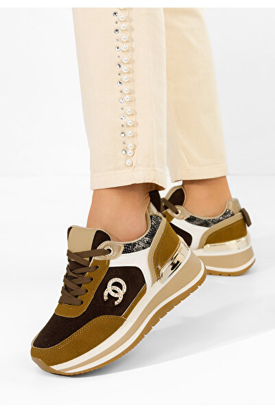 B T Shoes Σνίκερς με πλατφόρμα Λιλίζα καφέ