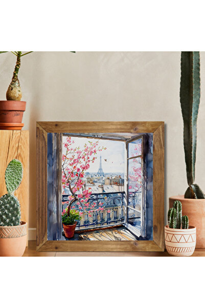 Tuba Decor Ξύλινο Τετράγωνο Πίνακας Ζωγραφικής με Πλαίσιο Παρίσι