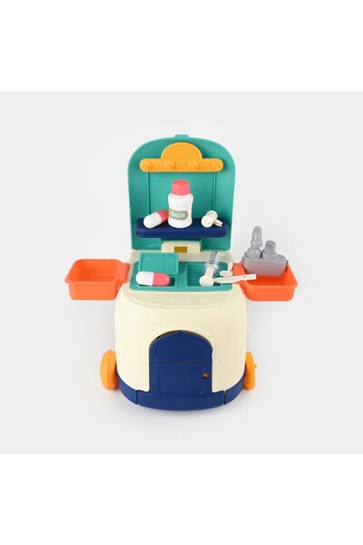 Toy Set de doctor 2 in 1, masa de lucru si masinuta, pentru joaca creativa