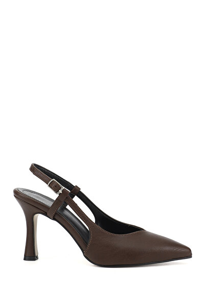 GÖNDERİ(R) Women's Brown Stiletto Heel U Open Back Shoes
