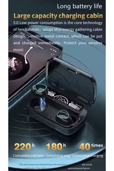 Antoniabeautyshop Casti Wireless Bluetooth M10 cu Display LED, Power Bank, Bl...