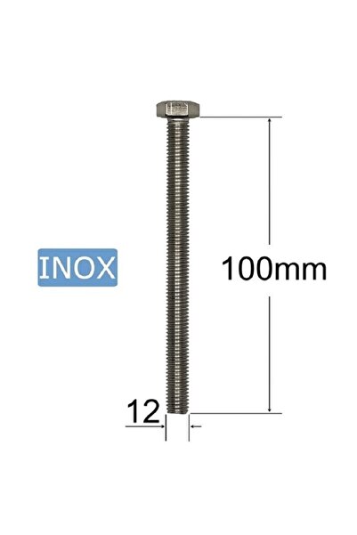 inox Surub M12x100mm Cap Hexagonal - 10buc/cutie