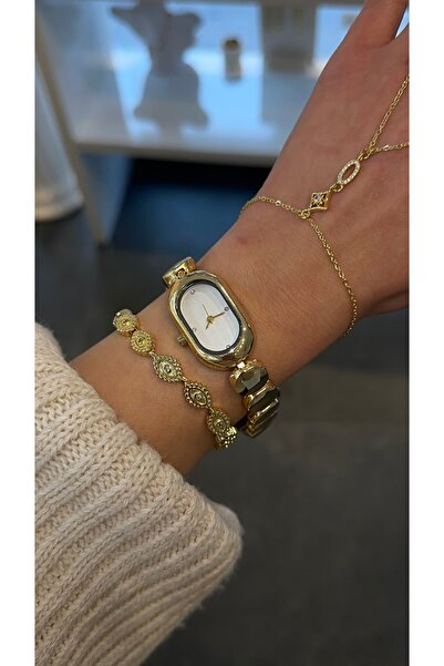 GLARE JEWELRY CO Luxury Mini Case with White Detail Inside Round Dial Metal G...