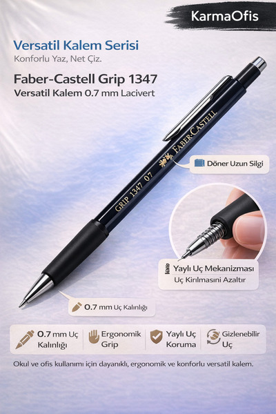 Faber Castell Faber-Castell 1347 Versatil Kalem 0.7 mm Lacivert | Ergonomik M...