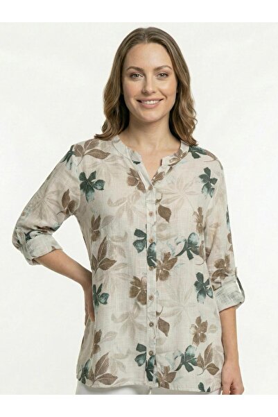 QYA Clothing Guler cu nasturi HAKİM PA bumbac O țesut E cu model LUZ