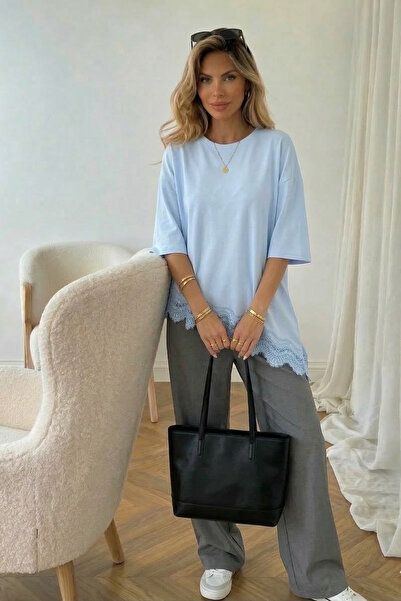 QBZ Тениска с асиметричен крой и дантела