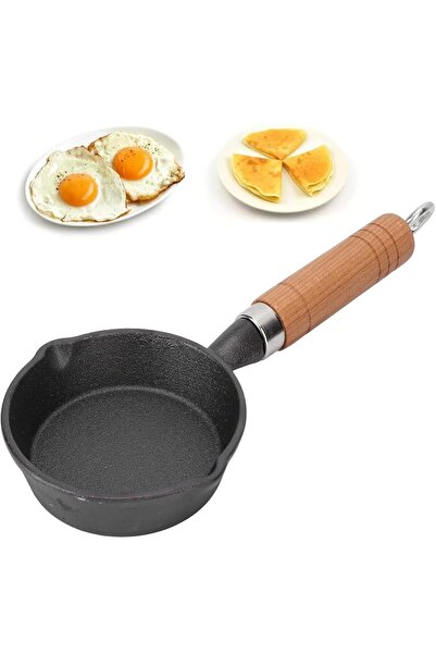 Arabest Mini Wooden Handle Frying Pan,Portable Camping Outdoor Cast Iron Fryi...