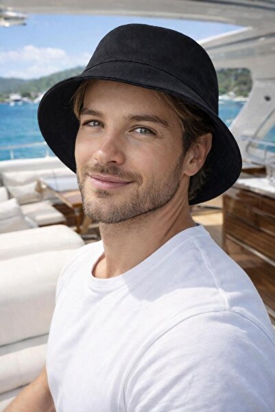 BALIENTE Черна памучна шапка тип „букет“ за мъже