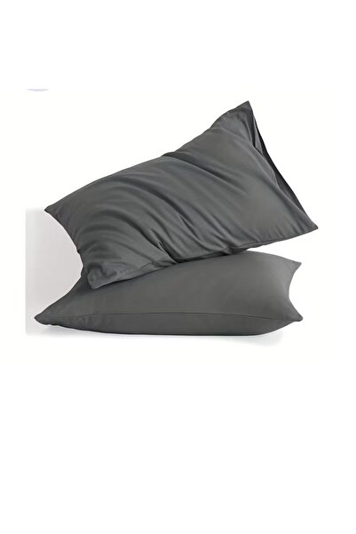 Kotonia Home Set de 2 fețe de pernă, 100% bumbac, uni Ranforce, 50x70 cm, gri...