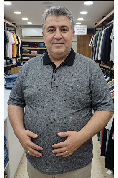 güncüoğlu New Season Battal Size Polo Collar Jacquard Men's Classic T-Shirt