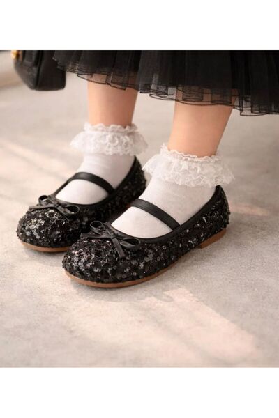 BERENHOMEE kız cocuk günlük pullu lastikli babet