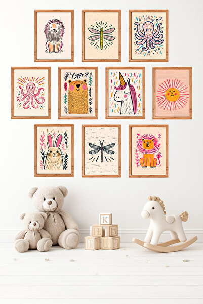 UNT 10-Piece Frame-Looking Pastel Cute Animals, Unicorn Themed Painting Set –...