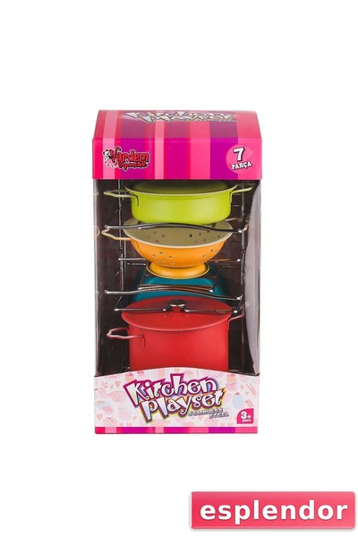 esplendor طقم أواني طهي ملونة من المينا مع رفوف من 7 قطع - فارديم ألعاب